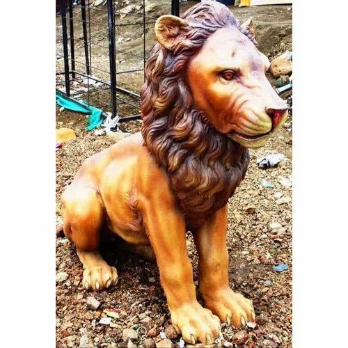 Brown FRP Lion Statue, For Outdoor Decoration