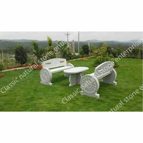 Stone Garden Bench, For Landscaping, 3 Seater