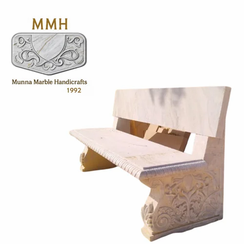 5 Feet Marble Garden Bench, Backrest, Bench Length: 1500 mm (5 ft)