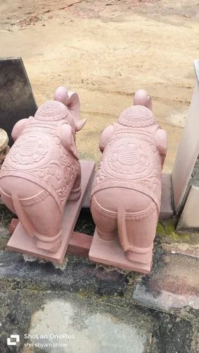 2.5 Feet Red Stone Elephant