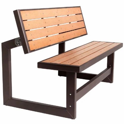 Colour Coated Wooden,Mild Steel CFI-182 Brown Metal And Teak Wood Bench, Hexagon