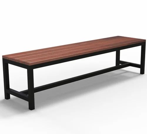 Metal Outdoor Bench with Teakwood top