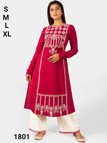 Blue Printed Palazzo Suit, A-line