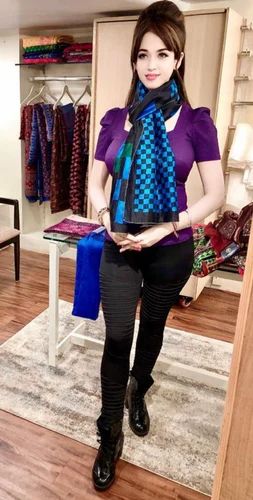 Black Pure Silk Scarves Stoles For Women