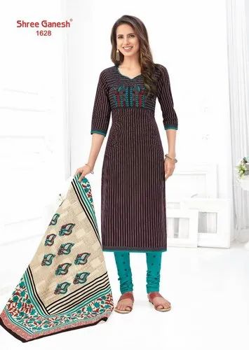 Printed Multicolor cotton churidar material, For Daily Wear