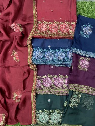Roman silk chudidaar materials
