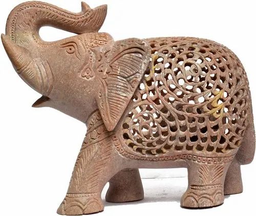 Assorted (figures & Animals) Hand Crafted Stone Elephant With Baby Inside Mother's Tummy