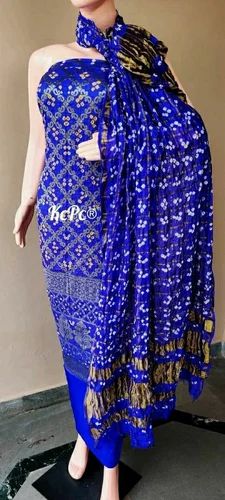 Art silk Banarasi Bandhej Gharchola salwar suit, Unstitched, Bandhani
