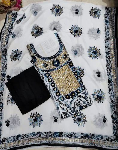 Pure Georgette Hand-Embroidered Phulkari Suit for Party Wear