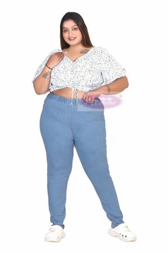 6XL Ladies Grey Plus Size Denim Jegging