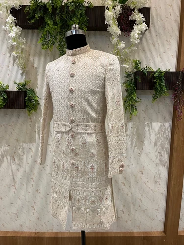Brocade Men Wedding Sherwani, Size: 38