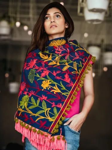 Mesmora Fashion 150 Cm Embroidered Linen Stole