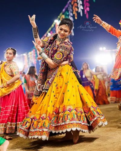 Ladies Digital Printed Mirror Work Dandiya Dress