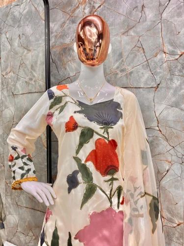 Embroidered Designer chinon gharara, Stitched