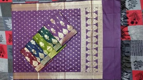 Flower Zari Woven Multicolor Banarasi Cotton Suit-Set Unstitched