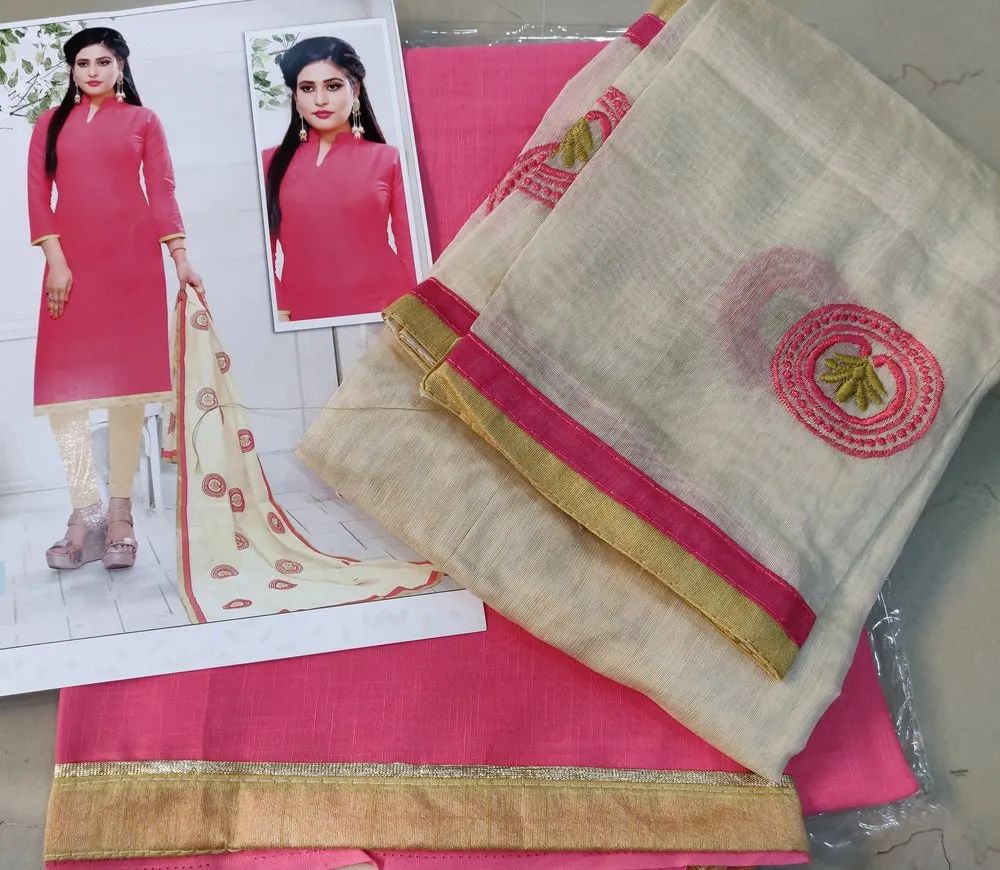 South Cotton Salwar Suits with Khadi Embroidery Dupatta