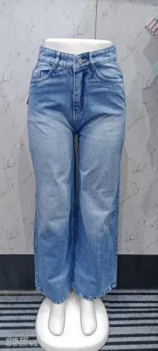 34 Inch Faded Ladies Denim Jeans, Straight Fit