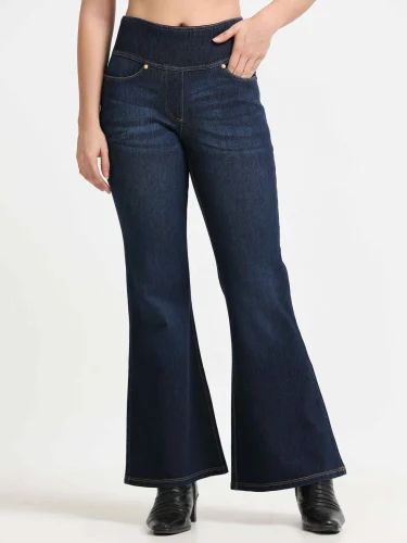 Cotton Spandex Washed Stylish Dark Blue Denim for Women
