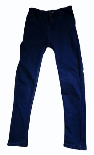 Slim Ladies Dark Blue Denim Stretchable Jeans, Button And Zipper, High Rise