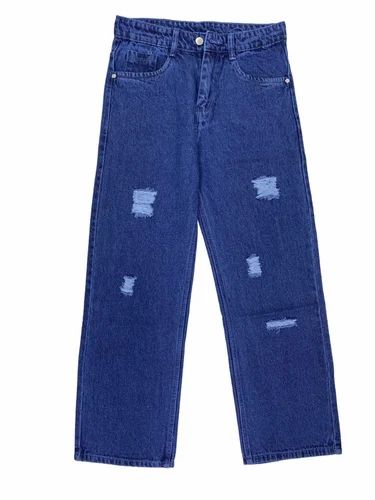 Ladies Blue Ripped Denim Jeans, 30