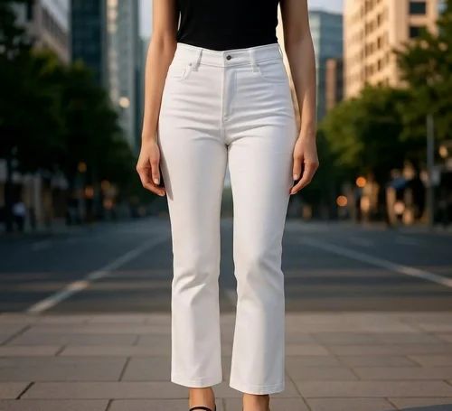 Solid Cotton Polyester Women Stretchable Slim Fit Jeans
