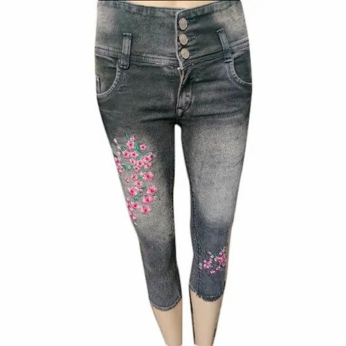 High Rise Skinny Ladies Jeans Capri, Waist Size: 26, 28, 30, 32
