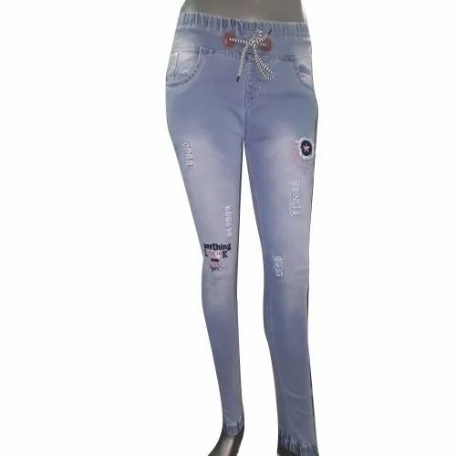 Ladies Fancy Faded Denim Jeans, 28-32, Machine Wash