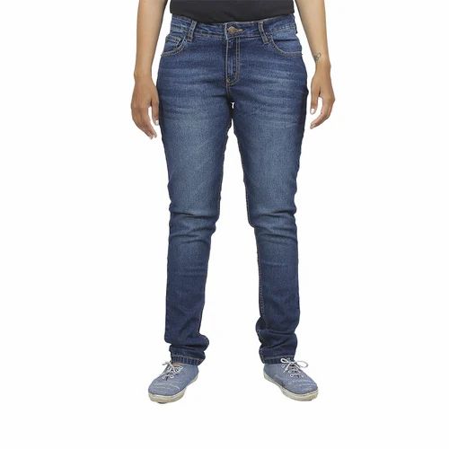 Denim Fabric Comfort Fit Ladies Jeans (Green Tint)
