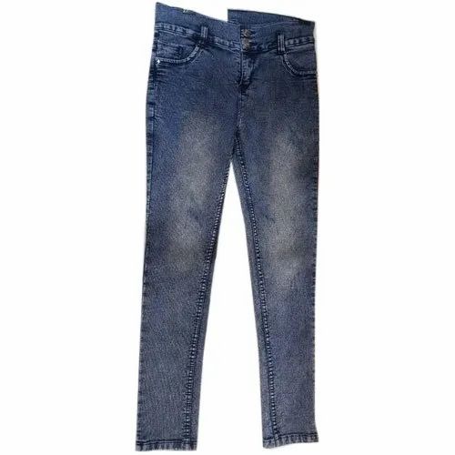 Ladies Stretchable Faded Denim Jeans