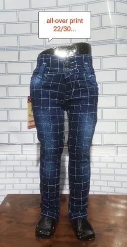 Blue Denim Ladies Printed Jeans