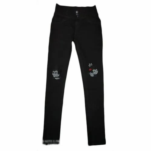 Button Denim Ladies Cartoon Printed Jeans