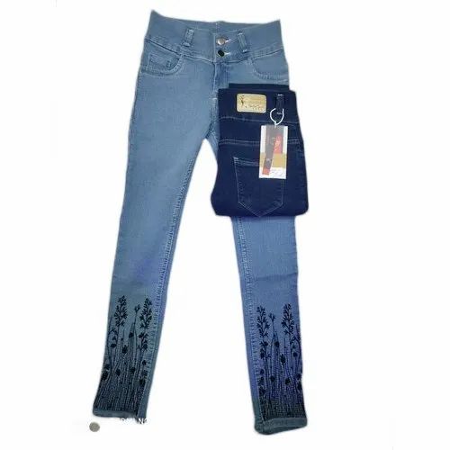 Button Fancy Ladies Printed Jeans, Waist Size: 28-36 Inch