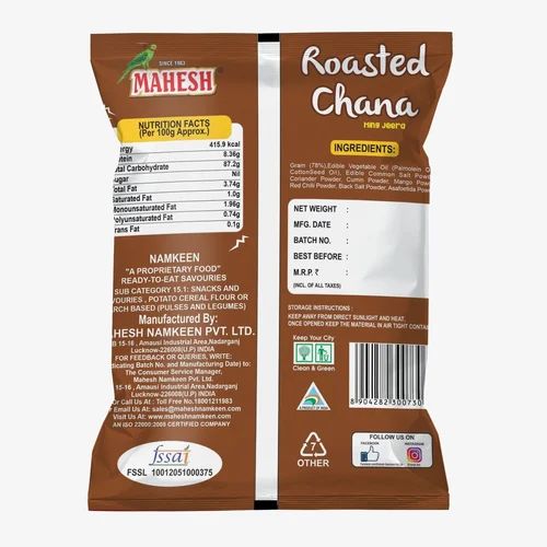 Roasted Chana Snacks, Packaging Type: Packet
