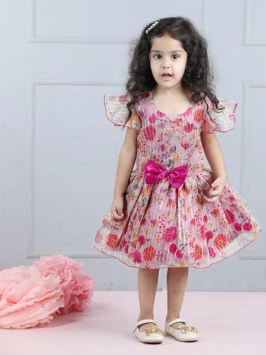 Cutiekins Round Neck Ethnic Motifs Print Flared Dress-Multicolor