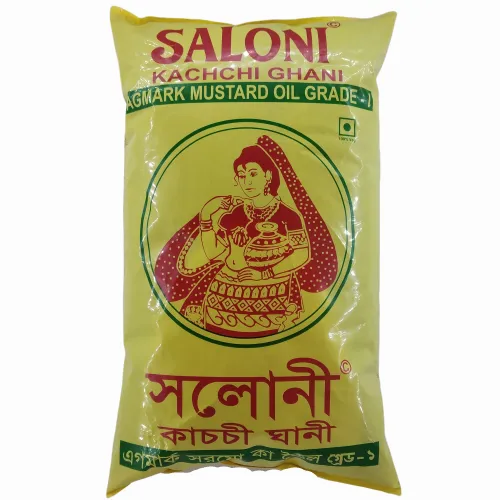 Yellow Kachchi Ghani Saloni Mustard Oil 1 Liter Pouch