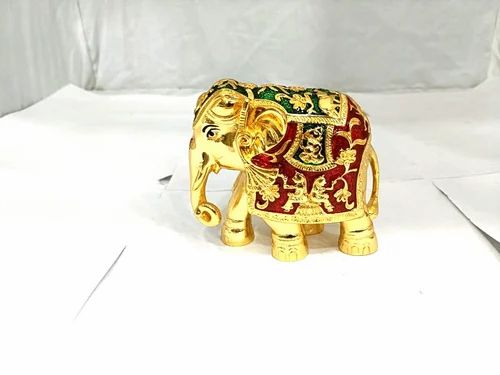 Fiber Gajalaxmi Golden Mina Elephant, For Interior Decor