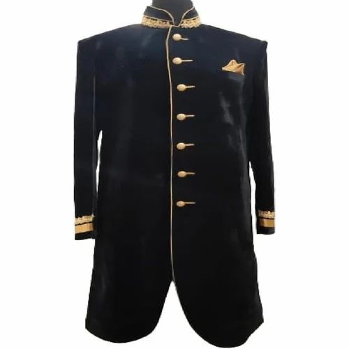 Men'S Black Velvet Wedding Sherwani