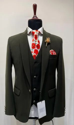 Black 5 Piece Men Wedding Suit, Polyester