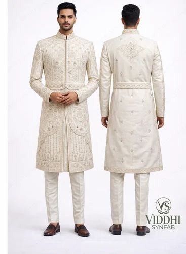 Unstitched Embroidered Mens Sherwani