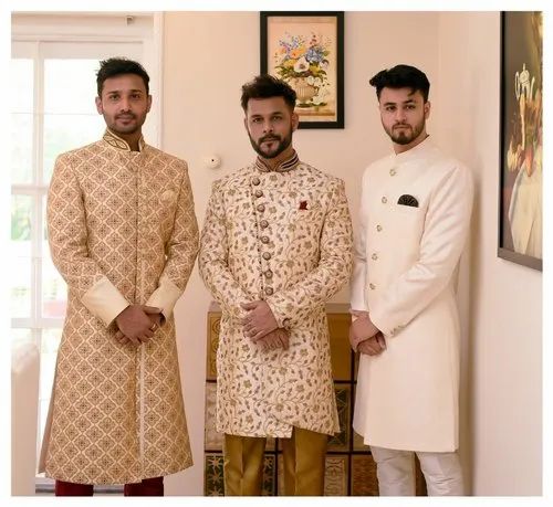 Wedding Wear Stitched Men Groom Sherwani, Size: 36 To 42