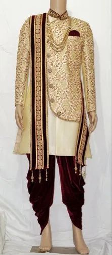 Golden Wedding Wear mens groom sherwani