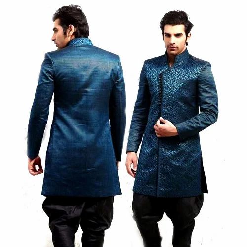 Blue & Black Men's Achkan