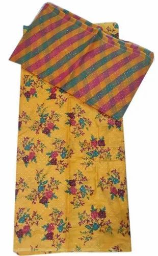 Casual Yellow And Green Cotton Printed rajputi Suit