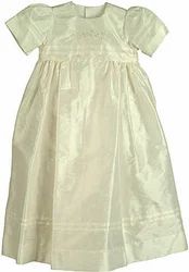 Pleated Silk Christening Dress