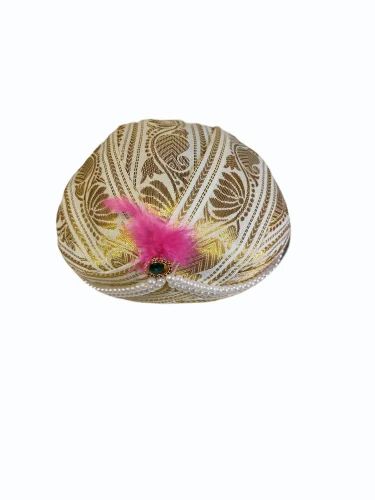 White Silk Printed Mysore Peta (Free Size)