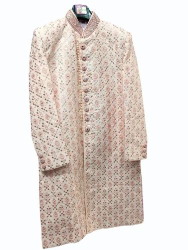 Cream Embroidery Groom Wedding Sherwani