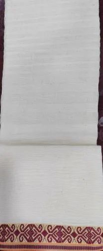 Purple Border Cotton Grey Fabric, Embroidered (Border)