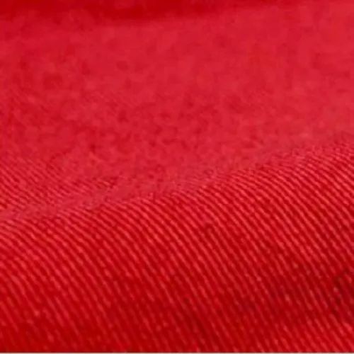 Plain Red Drill Cotton Fabric, For Garments, Plain/Solids