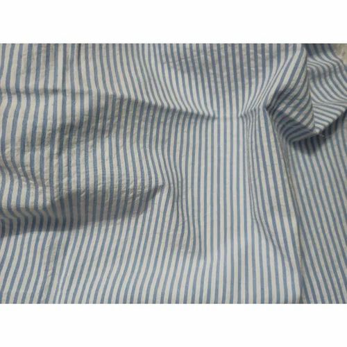 Seersucker Blue Stripe Fabric