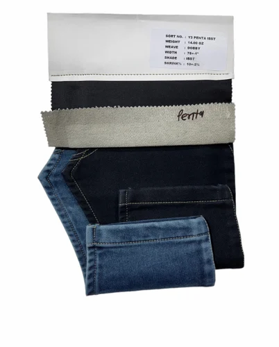 Plain IBST Cotton Knitted Denim Fabric Width 77-78, For Jeans, Packaging Type: Roll